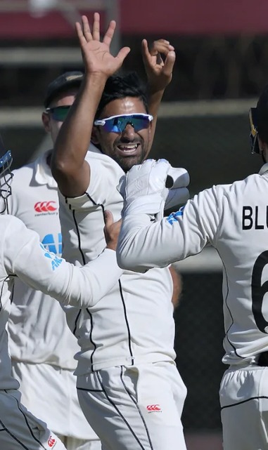 Ish Sodhi celebrates after taking wicket